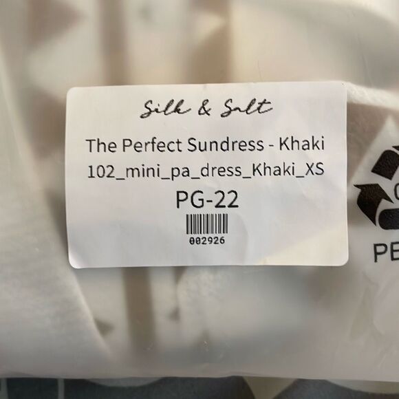 Silk and Salt The Perfect Sundress White Khaki Knit Tribal Print Mini 3/4 Sleeve - Picture 10 of 10